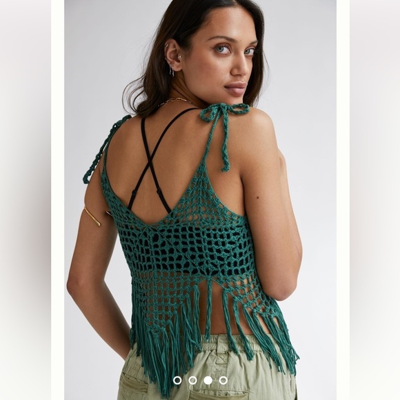Anthropologie NWT Shoulder-Tie Crochet Vest ONE SIZE. - Picture 3 of 11